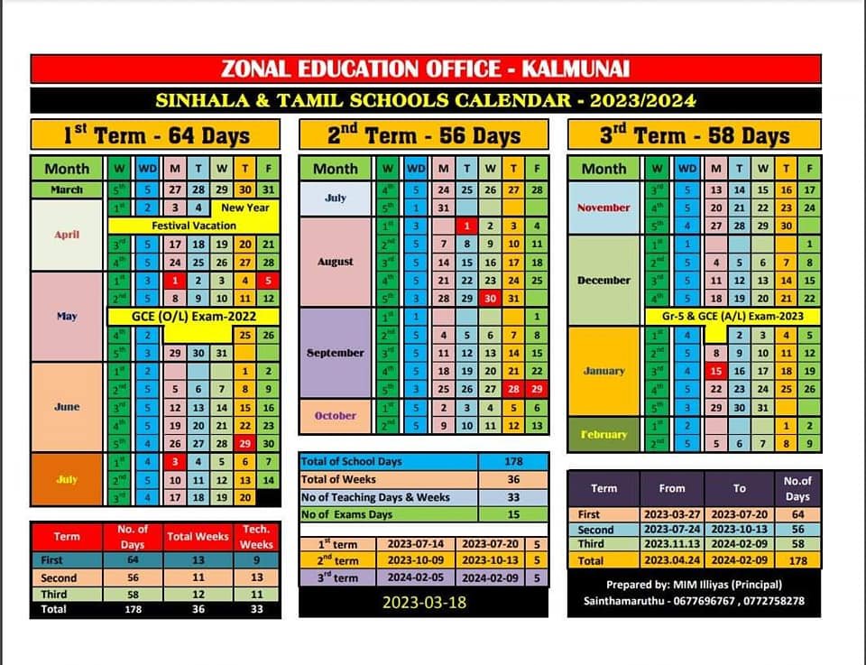 REVISED SINHALA AND TAMIL SCHOOL TERM AND HOLIDAY DETAILS 2023 Ceylon