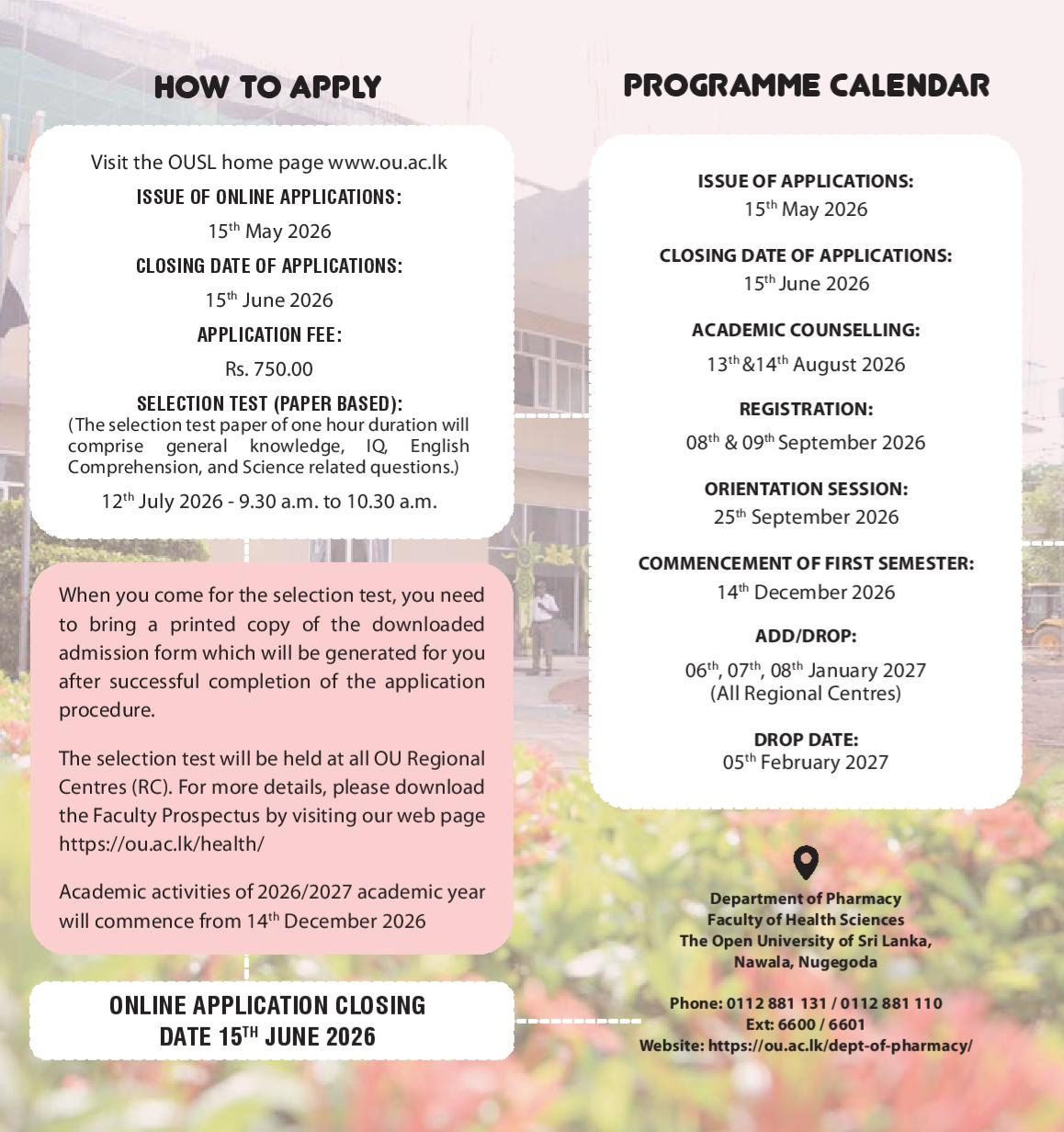 OUSL Pharmacy Degree Page 1