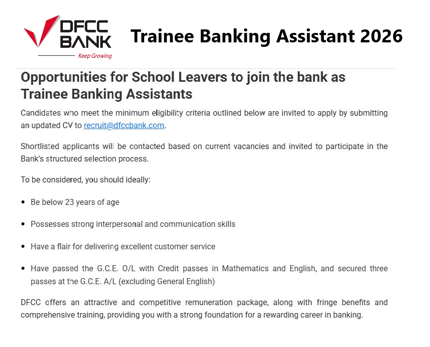 DFCC Job Advertisement