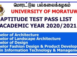 APTITUDE TEST PASS LIST FOR ACADEMIC YEAR 2021-moratuwa university