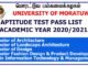 APTITUDE TEST PASS LIST FOR ACADEMIC YEAR 2021-moratuwa university