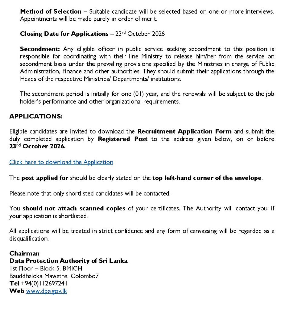 DPA Office Assistant Vacancy Notice Page 2